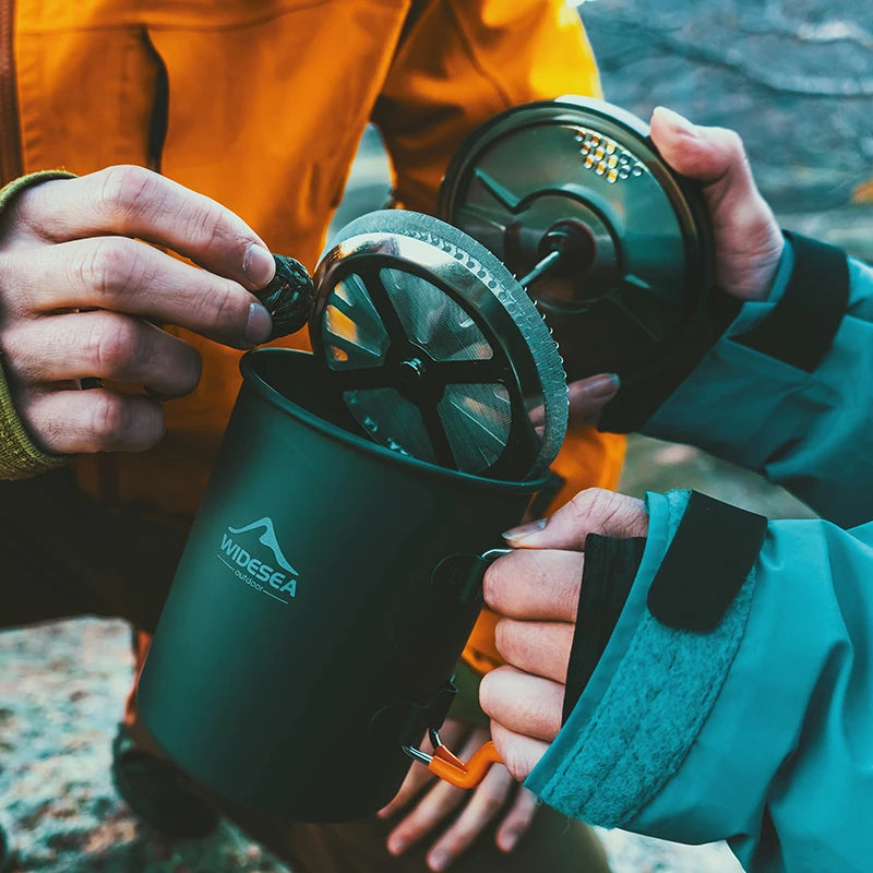 Widesea Camping Coffee Pot With French Press Outdoor Travel Mug
