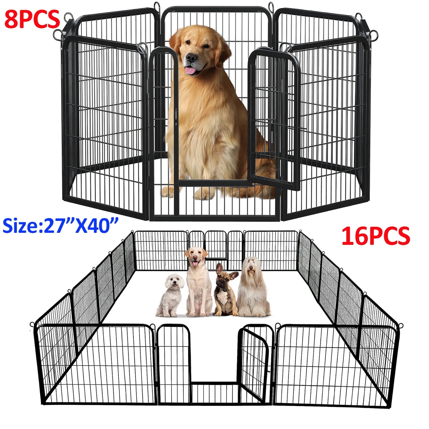 Industrial Grade Collapsible Canine Playpen Door Indoor Outdoor Weatherproof Fence