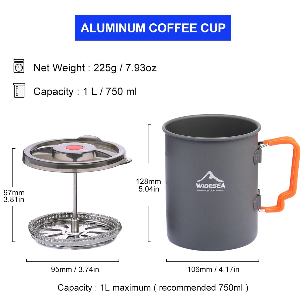 Widesea Camping Coffee Pot With French Press Outdoor Travel Mug