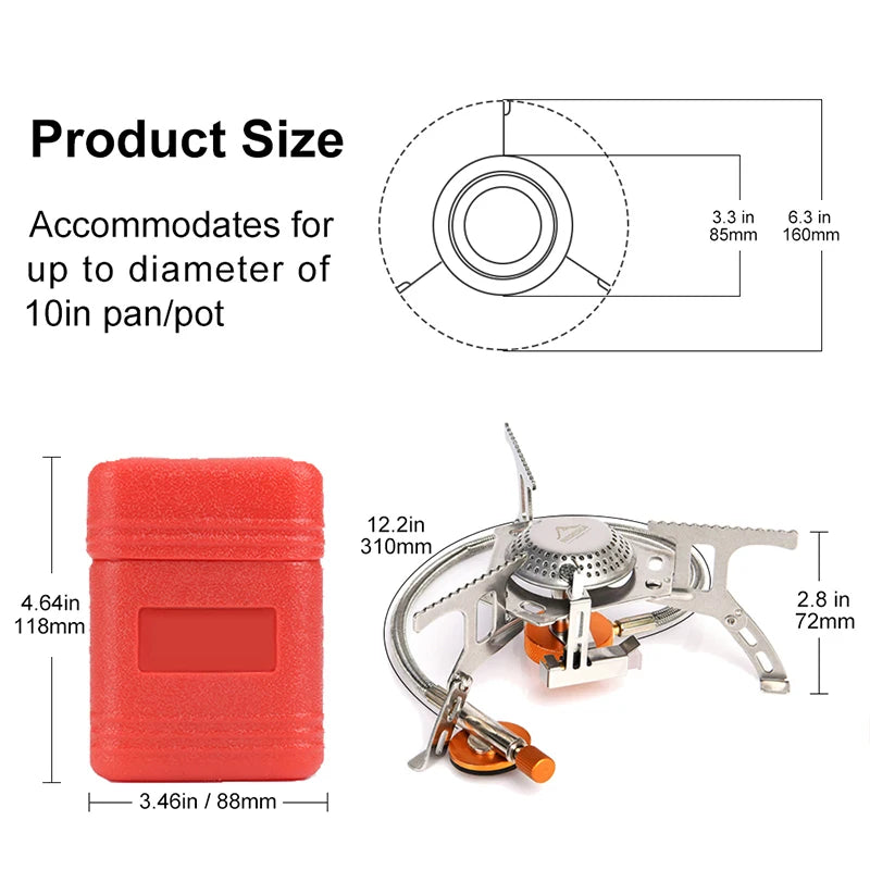 Widesea Portable Camping Gas Stove for Outdoor Cooking and Hiking