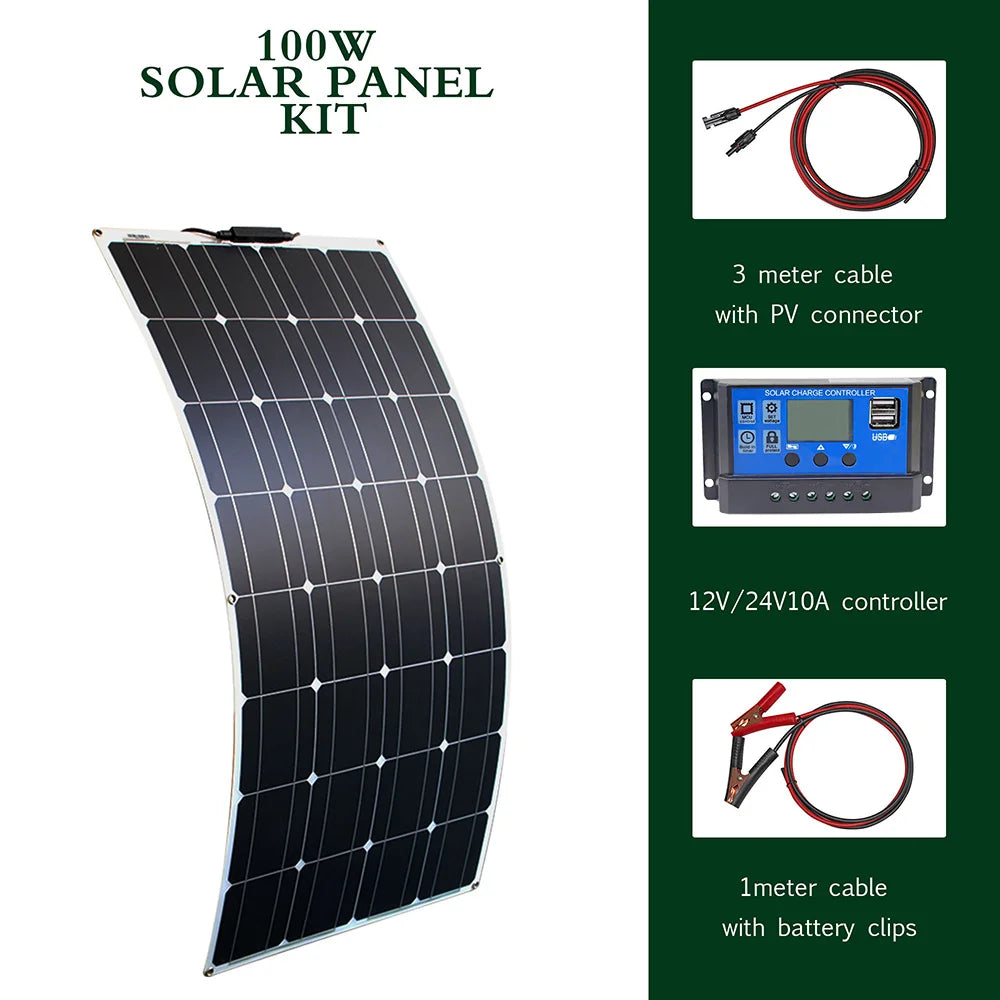 Dgsunlight Flexible Solar Panel Kit 12V 24V High Efficiency Charger