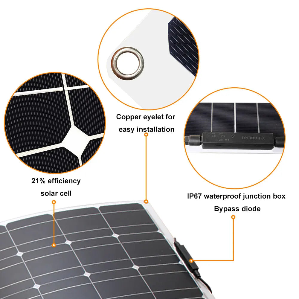 Dgsunlight Flexible Solar Panel Kit 12V 24V High Efficiency Charger