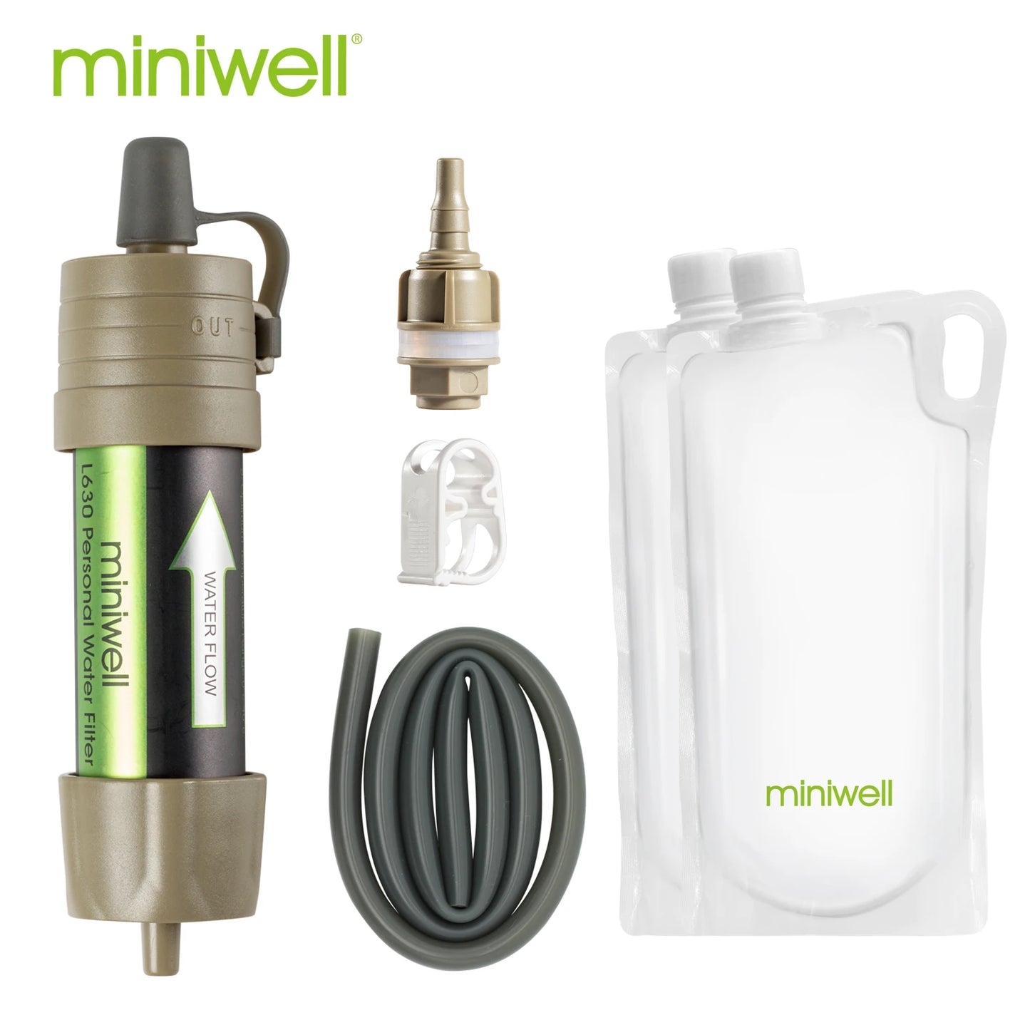 Miniwell Outdoor Gravity Water Filter System For Hiking Camping Travel
