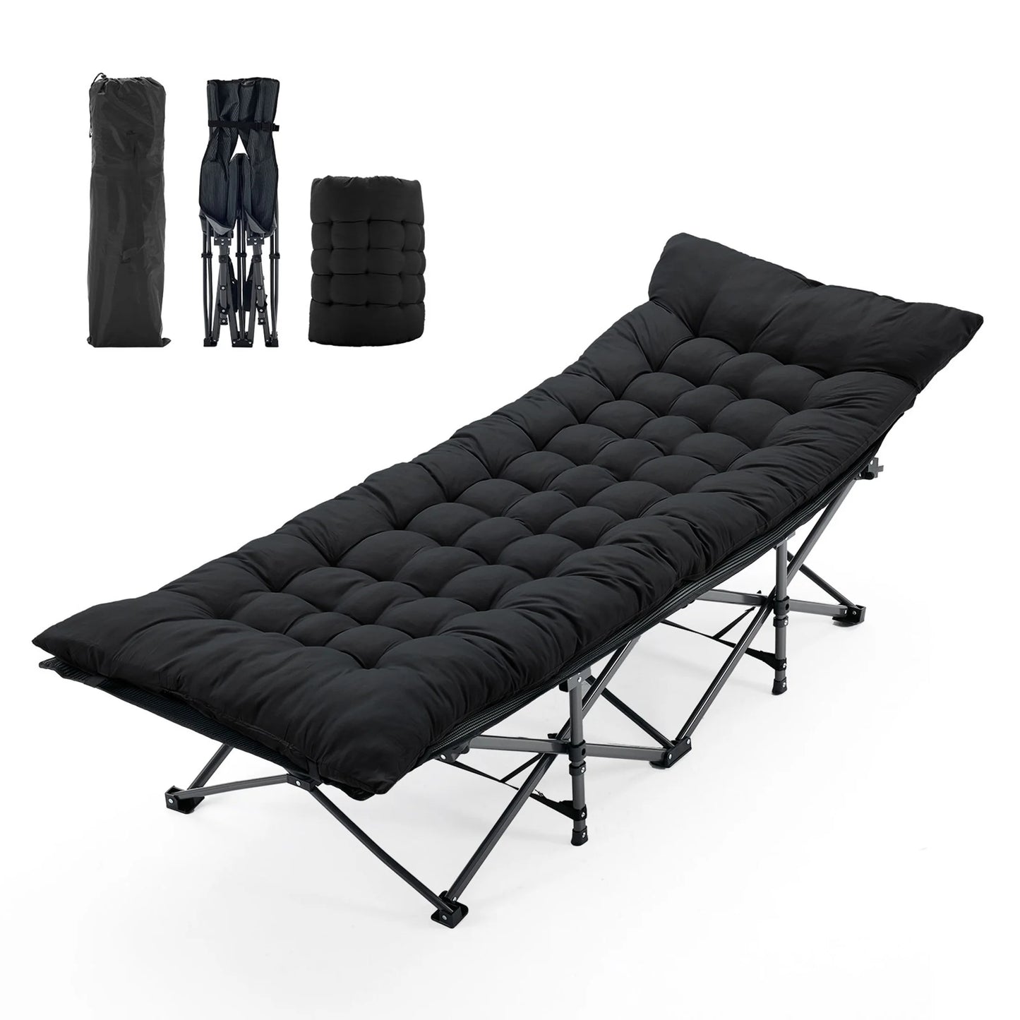 JHK Folding Camping Bed And Lounge Chair With Sturdy Frame