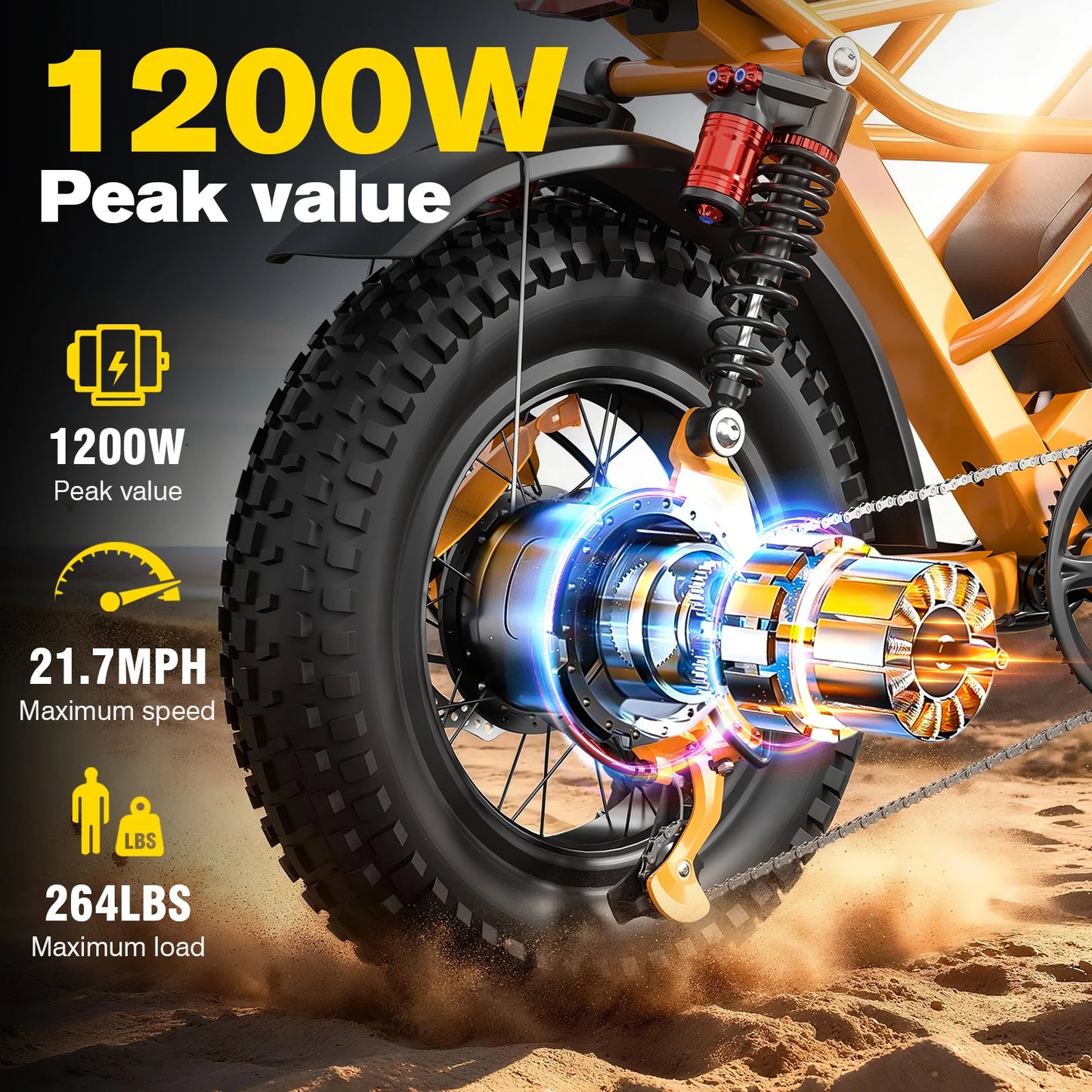 M6 1200W All Terrain Electric Bike With LED Display