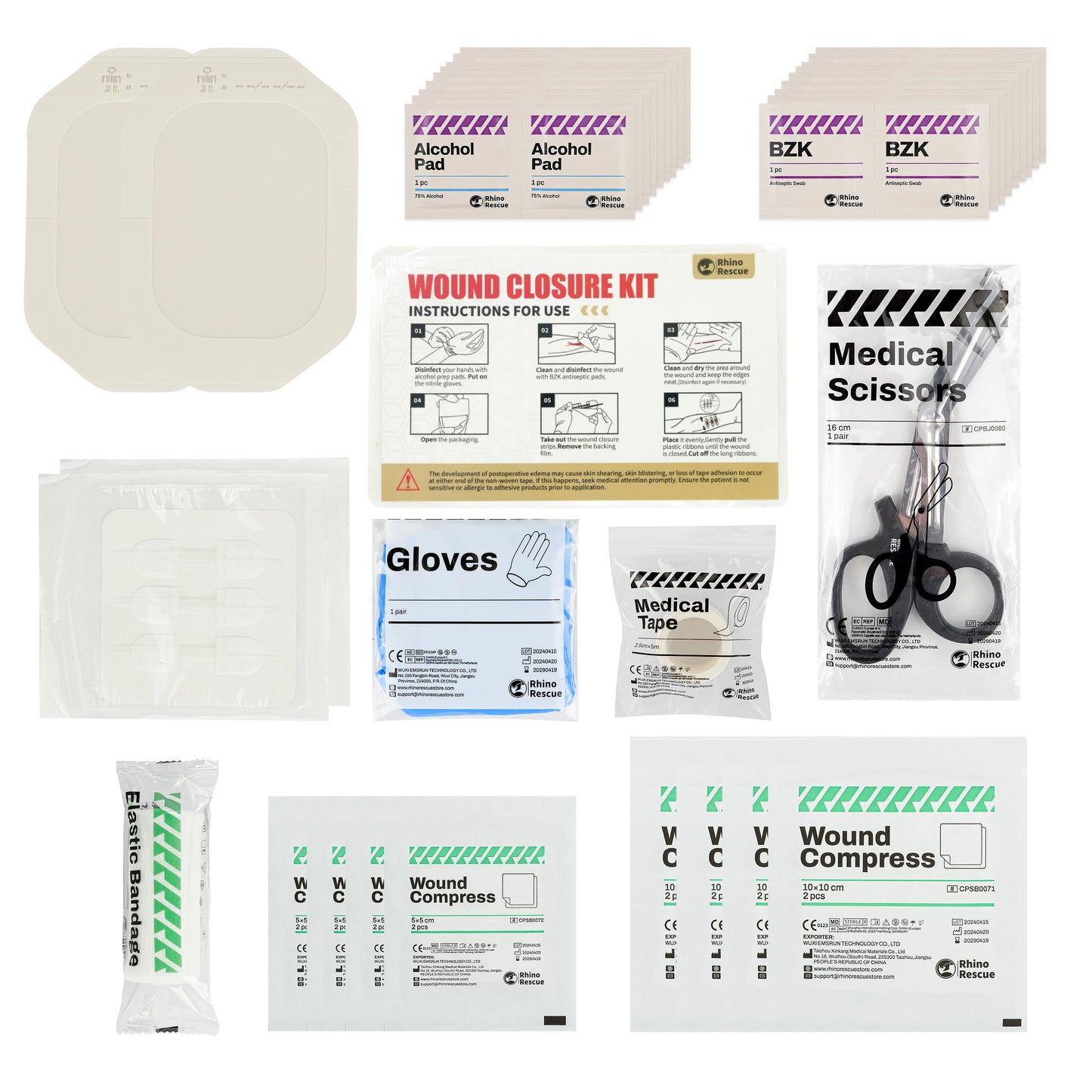 Rhino Rescue Emergency Wound Closure Strip Kit Laceration Repair