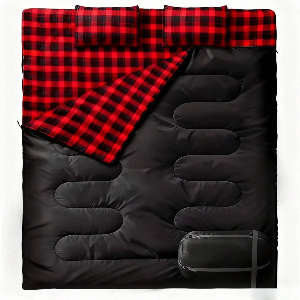 Two Person Camping Sleeping Bag With Two Comfort Pillows