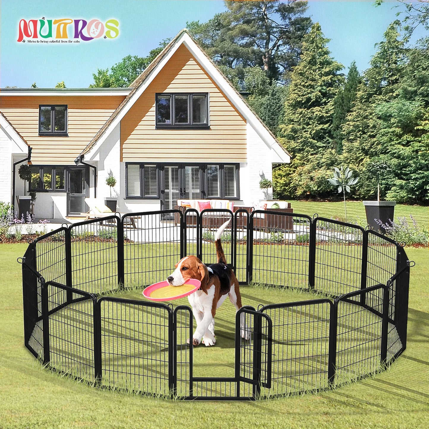 Industrial Grade Collapsible Canine Playpen Door Indoor Outdoor Weatherproof Fence