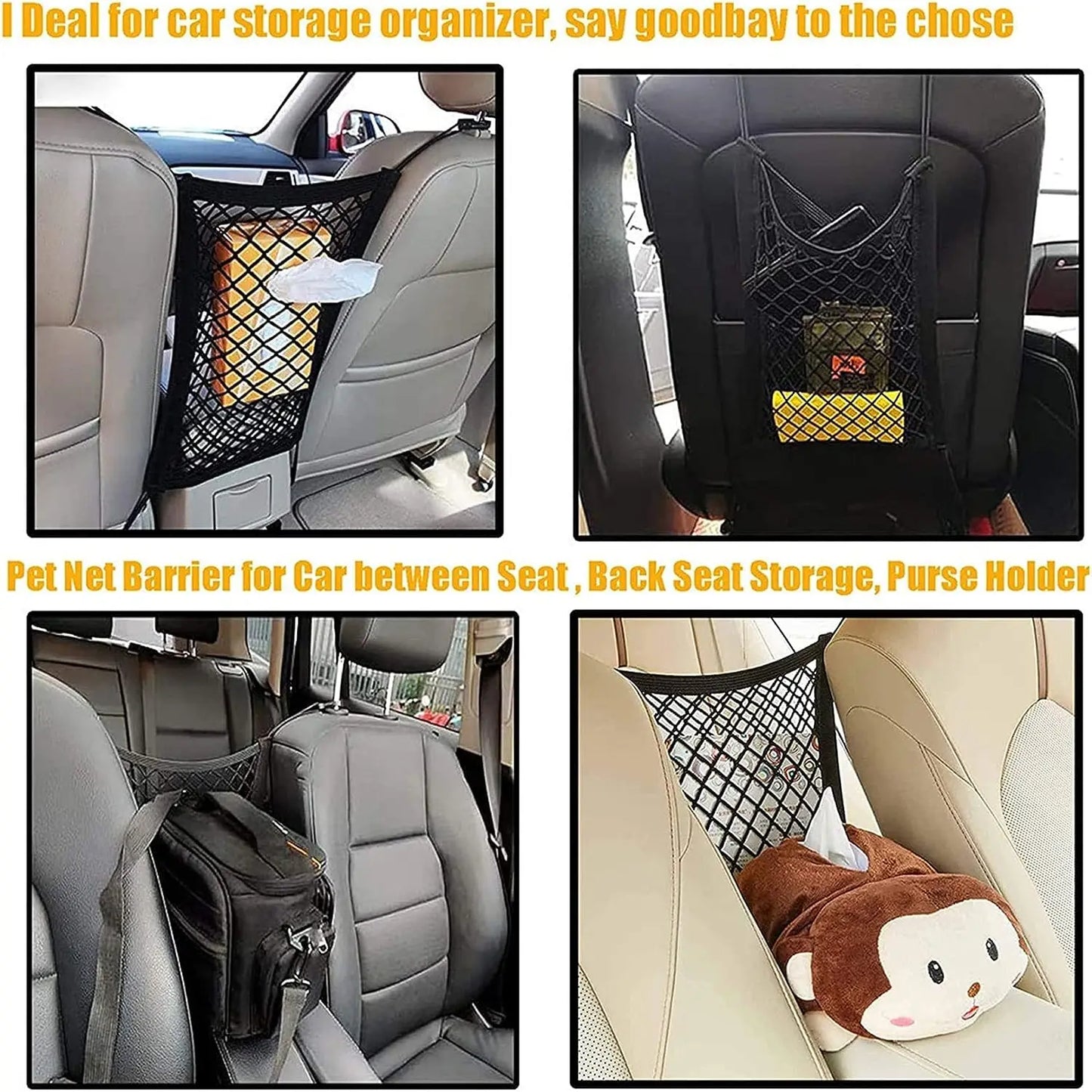 Pet Car Barrier With Automatic Safety Mesh For Back Seat