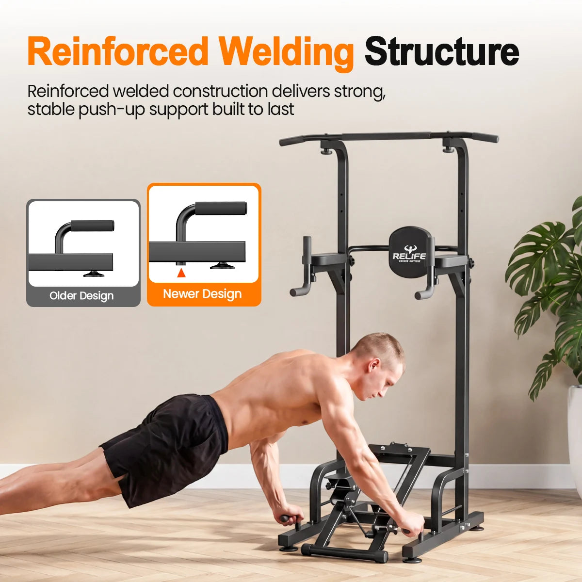 Relife Multifunctional Power Tower With Stepper And Dip Station
