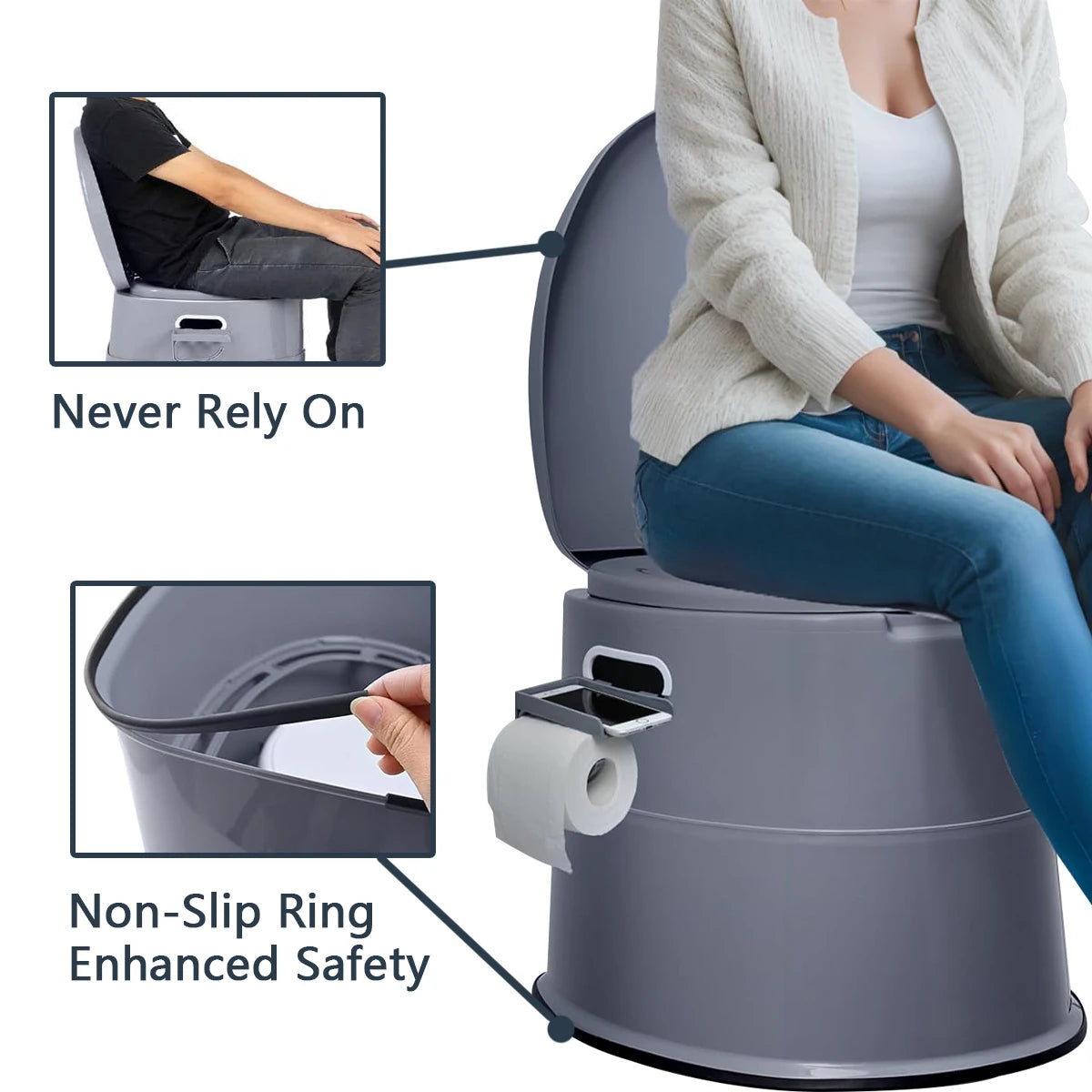 Portable Camping Toilet With Quick Release Inner Bucket RV Friendly