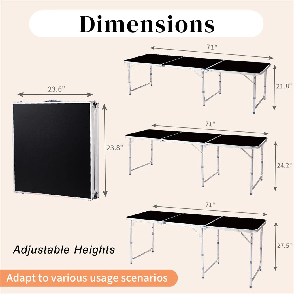 Portable Camping Table Aluminum Legs Foldable Outdoor Picnic Table