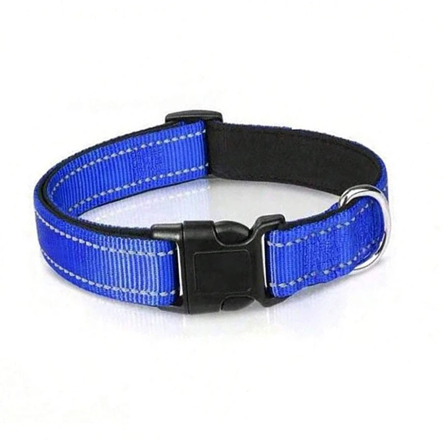 Reflective Padded Dog Collar Adjustable Breathable Safety Stripes