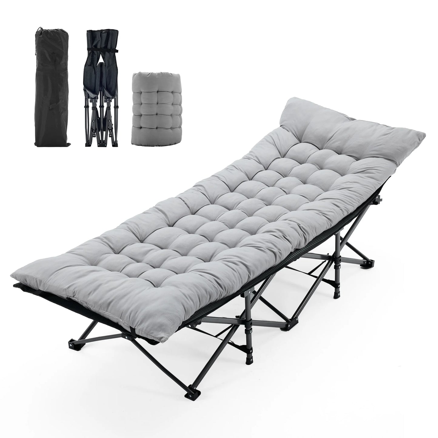 JHK Folding Camping Bed And Lounge Chair With Sturdy Frame