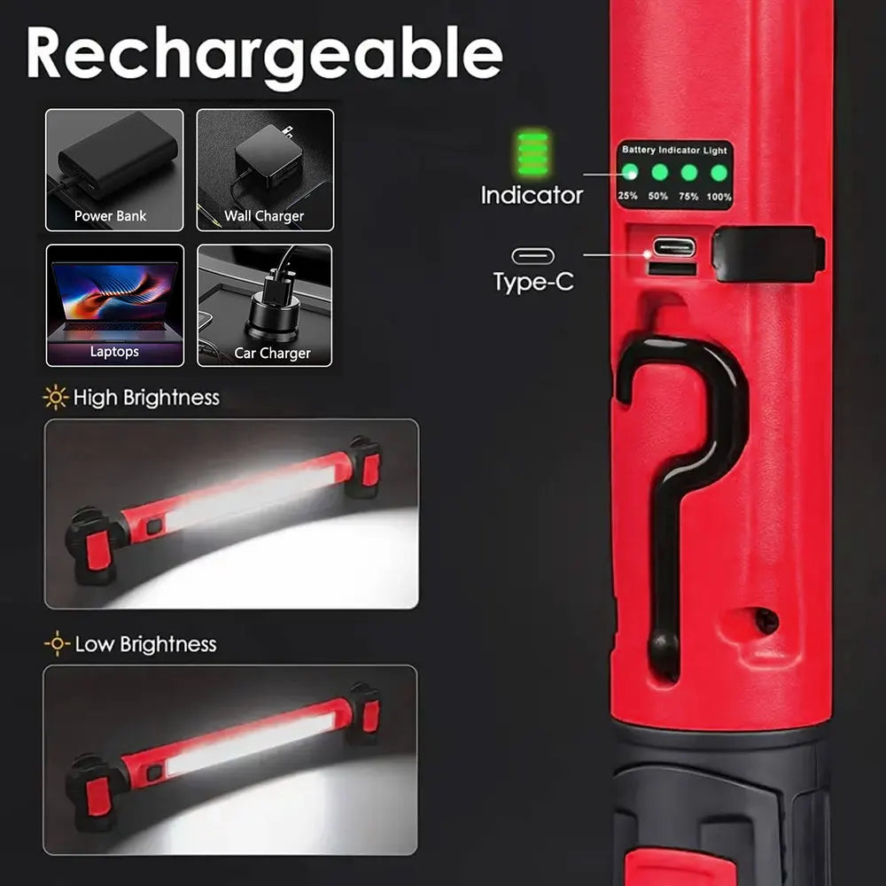 VASTFIRE Magnetic Rechargeable Underhood Work Light For Car Repair