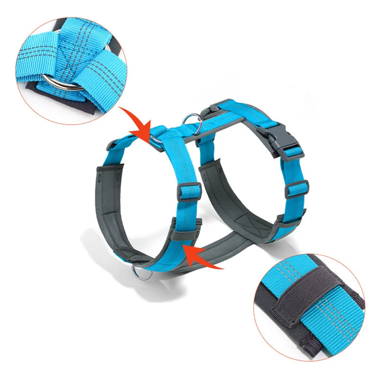 MeowVistaCN Adjustable H Shaped Dog Harness Nylon Reflective No Pull