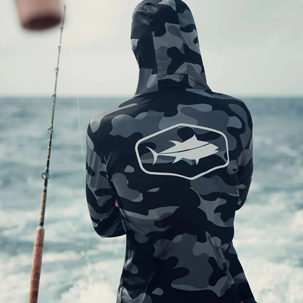 Fishing Hoodie Shirt With UV Protection Breathable Quick Dry