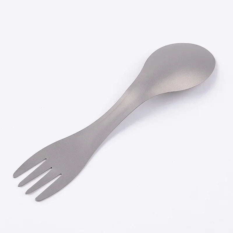 Titanium 2 In 1 Spoon And Fork Outdoor Camping Utensil EDC Survival Tool