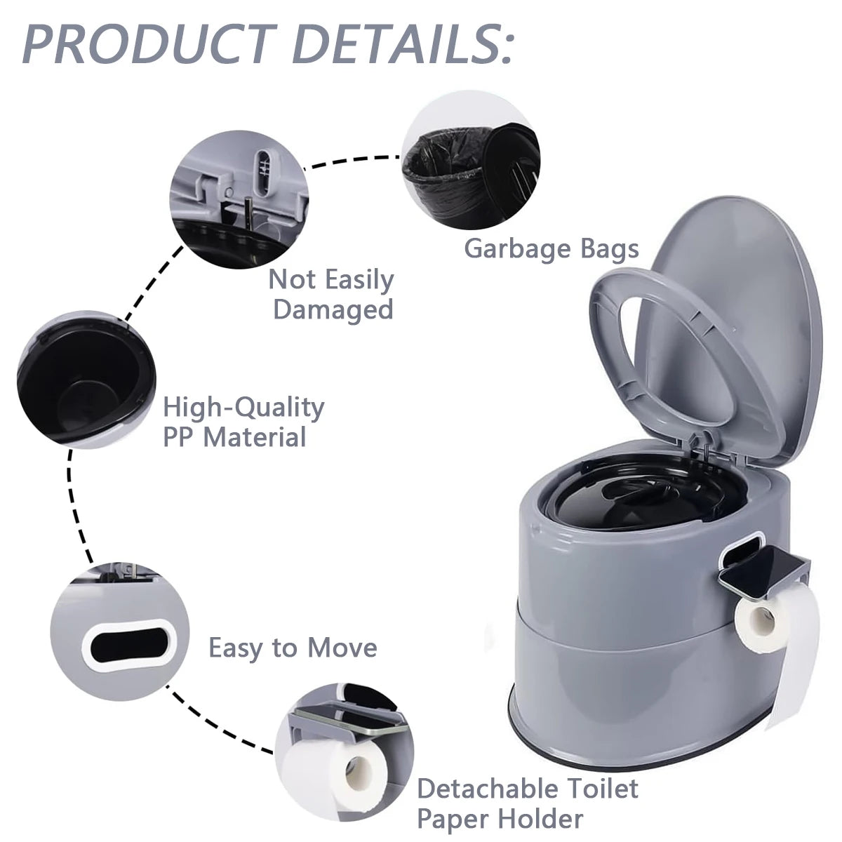 Portable Camping Toilet With Quick Release Inner Bucket RV Friendly