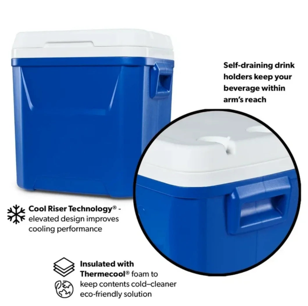 Wheeled Ice Chest Cooler With Telescoping Handle Durable Portable Locking
