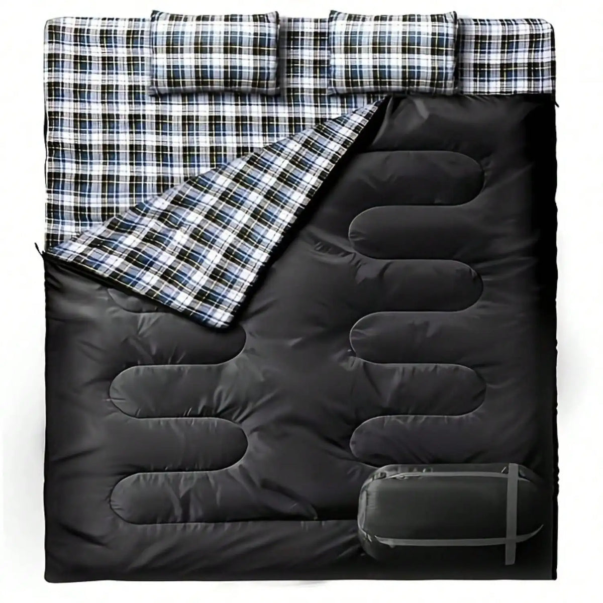 Two Person Camping Sleeping Bag With Two Comfort Pillows