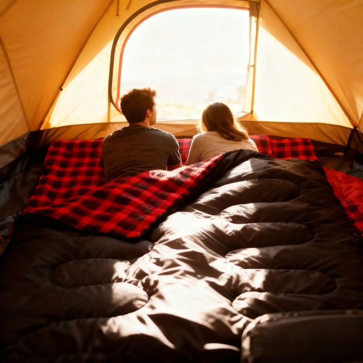 Two Person Camping Sleeping Bag With Two Comfort Pillows