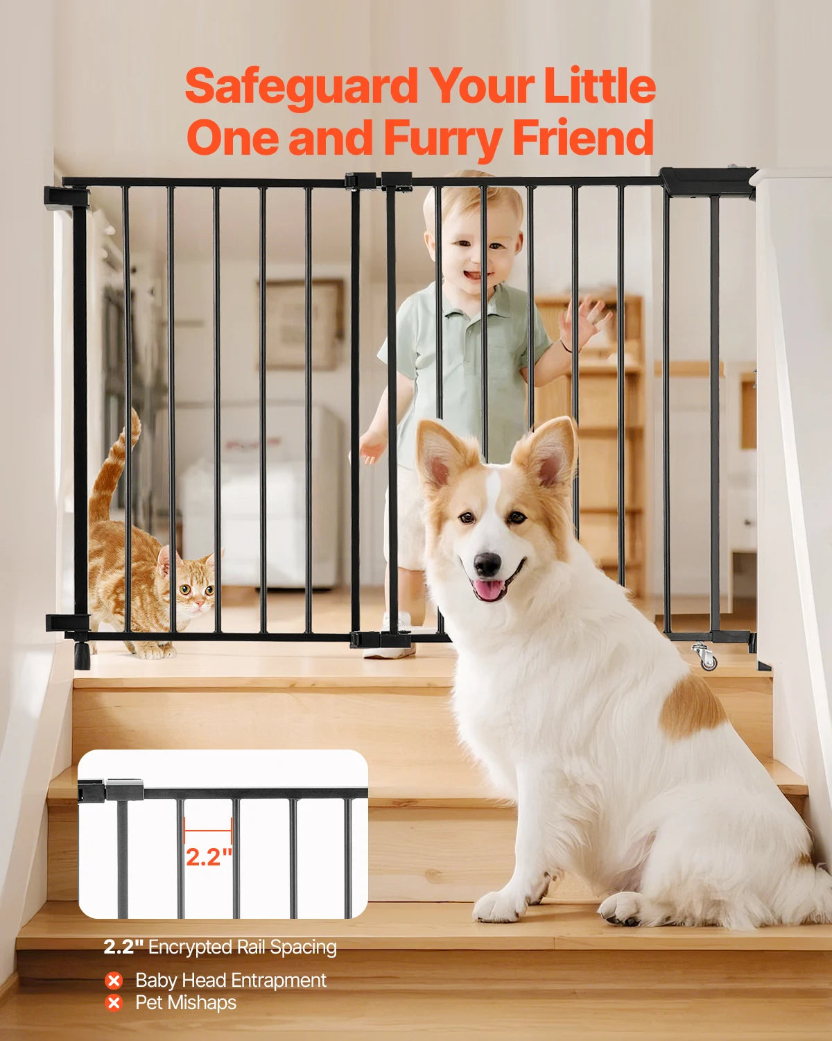 VEVOR Baby Gate for Kids and Pets with Easy Setup