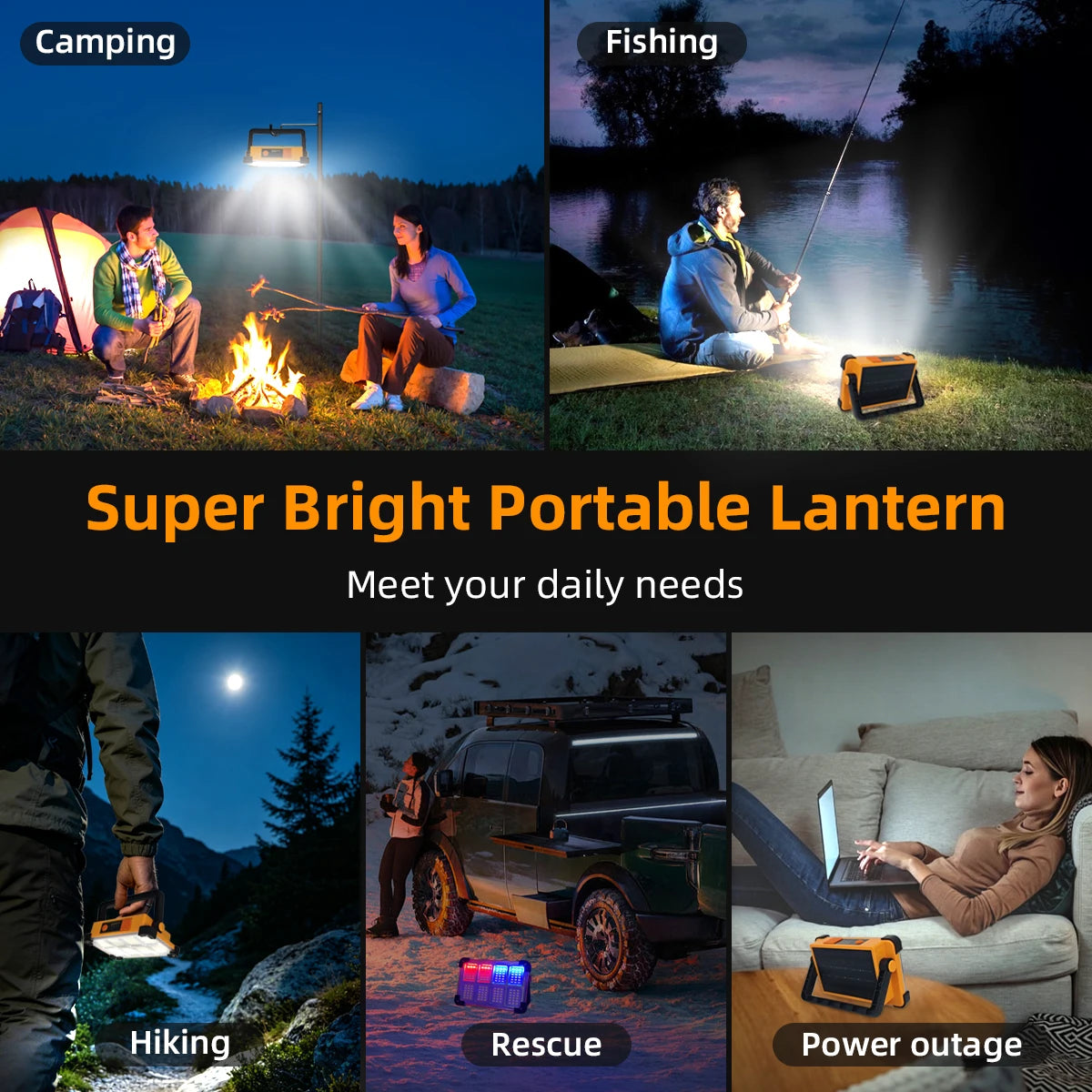 Morglad Solar Rechargeable LED Work Light for Camping and Outdoors