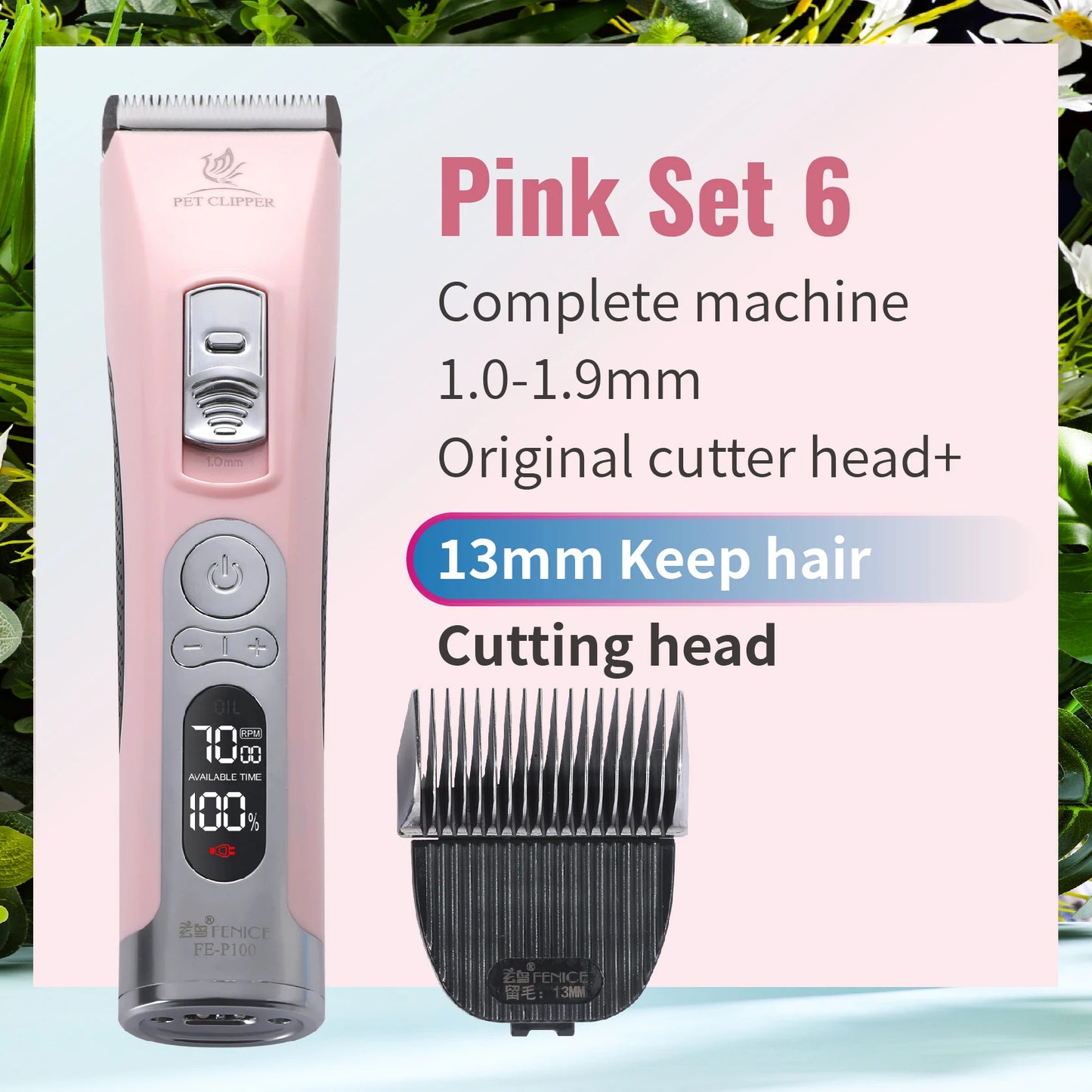 Fenice Cordless Dog Hair Clipper Trimmer For Pets Rechargeable