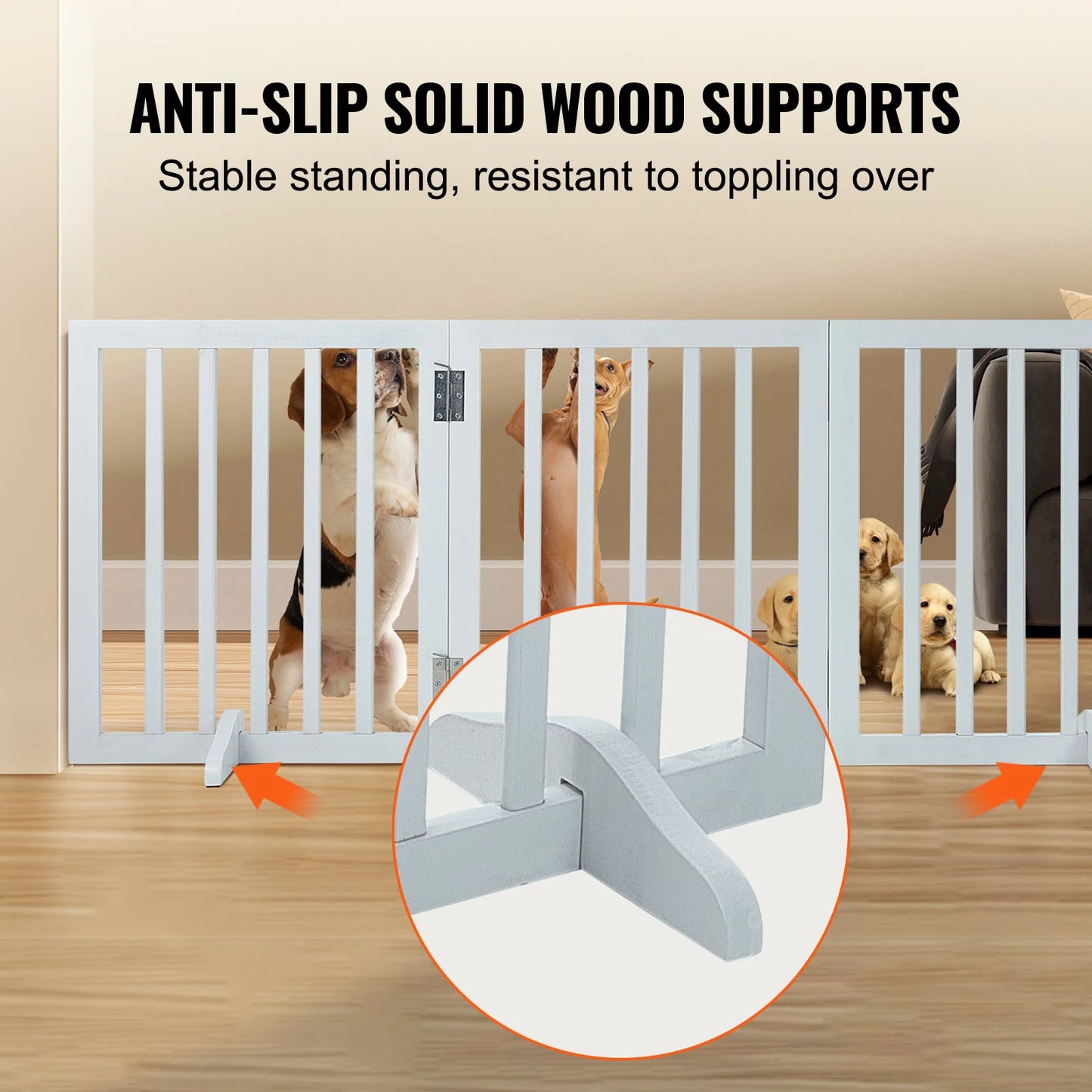 SucceBuy Free Standing Dog Gate Foldable 3 Panel Pet Barrier
