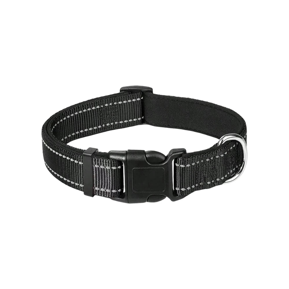 Reflective Padded Dog Collar Adjustable Breathable Safety Stripes
