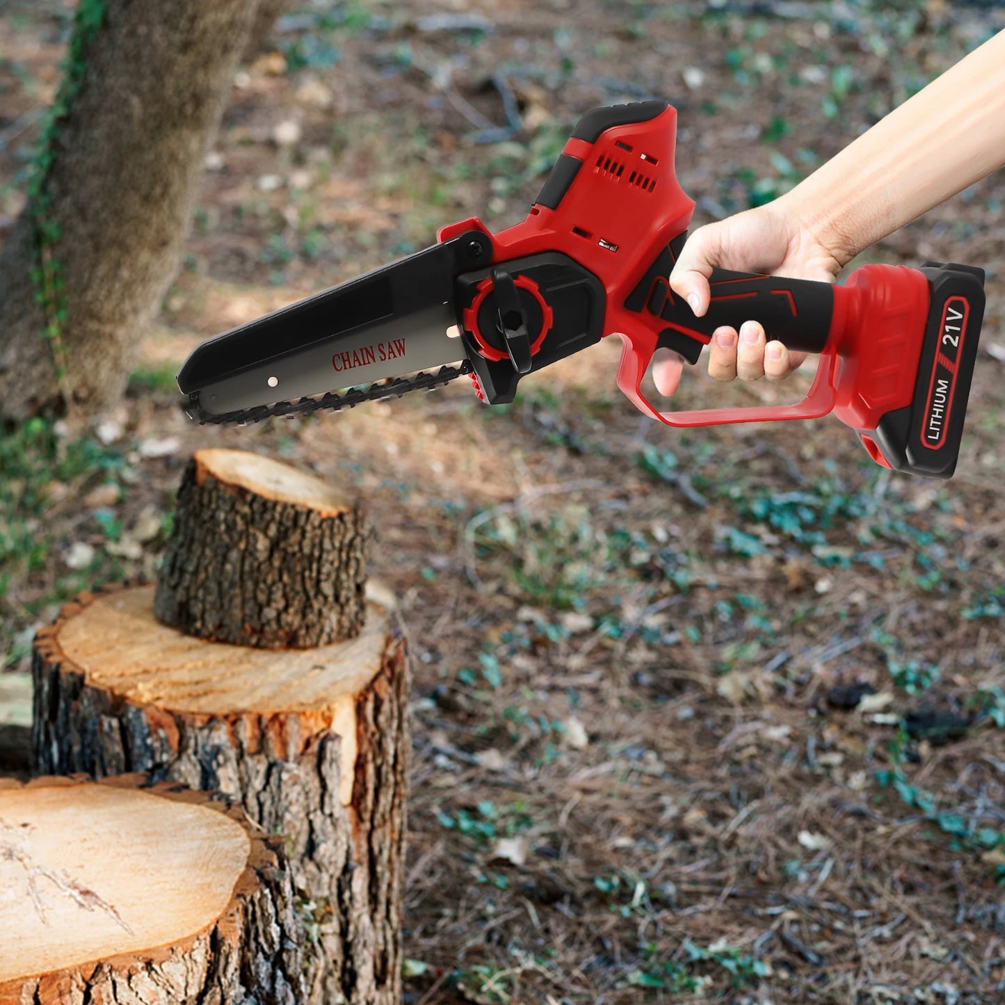 CNCEST 21V Mini Chainsaw Portable Handheld For Pruning And Cutting