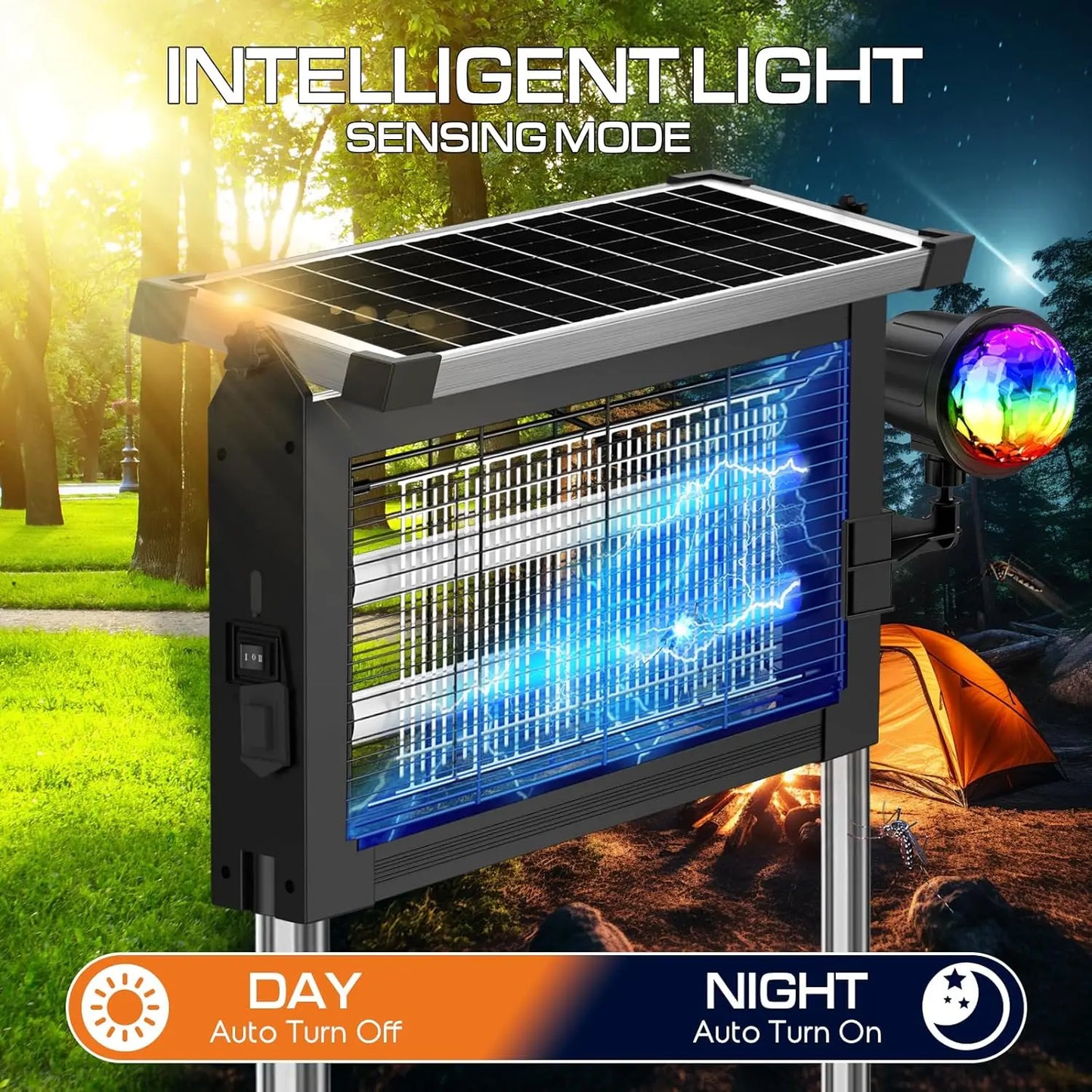 Solar Bug Zapper 4500V Rechargeable With Projection Light IP66