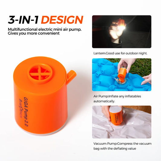 Giga Pump 3-In-1 Mini Electric Air Pump For Camping