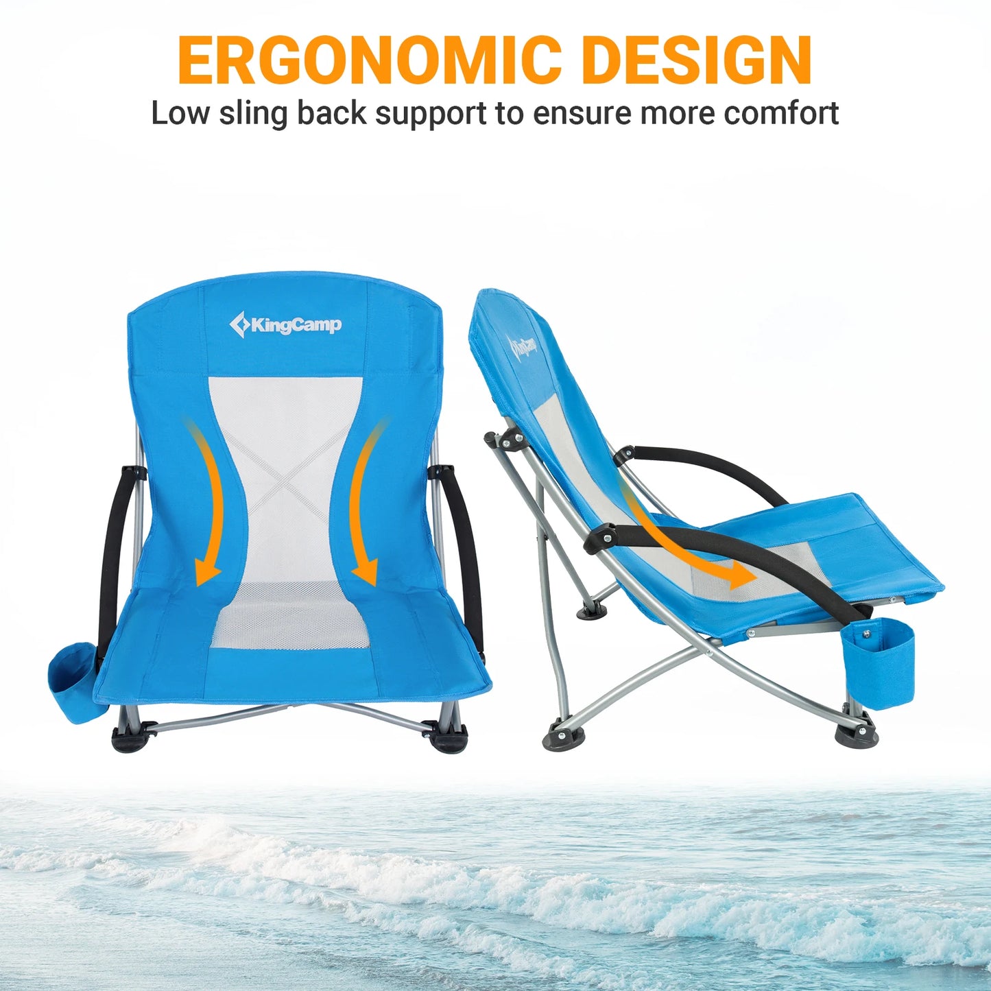 KingCamp Folding Beach Chair High Back Lightweight Camping Chair
