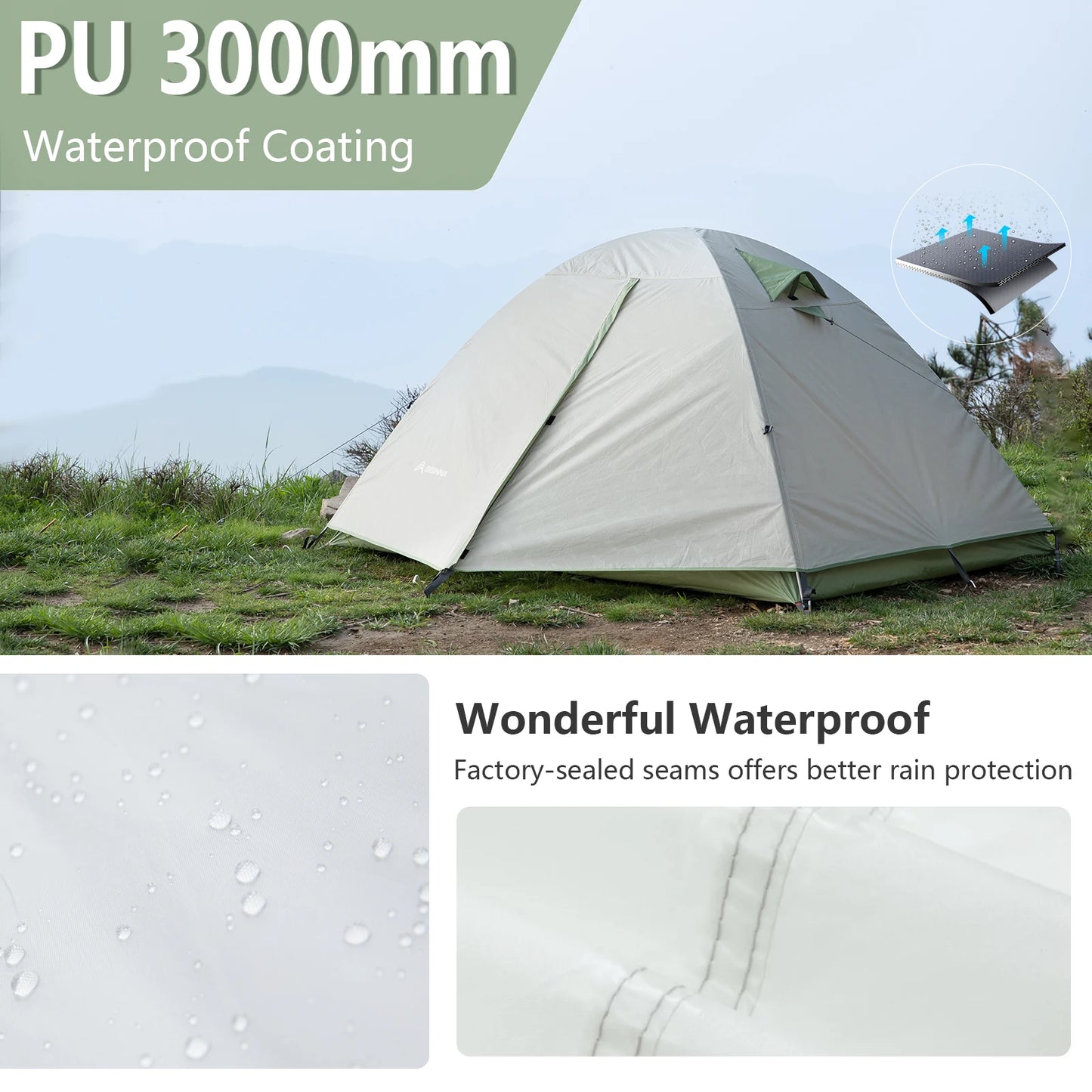 BISINNA Ultralight Two Person Camping Tent Double Layer Waterproof Portable