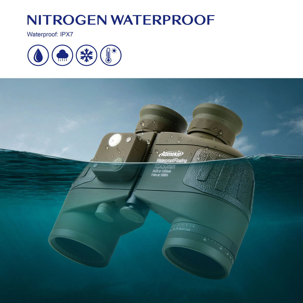 HD Marine Binoculars With Rangefinder Compass Waterproof For Outdoors