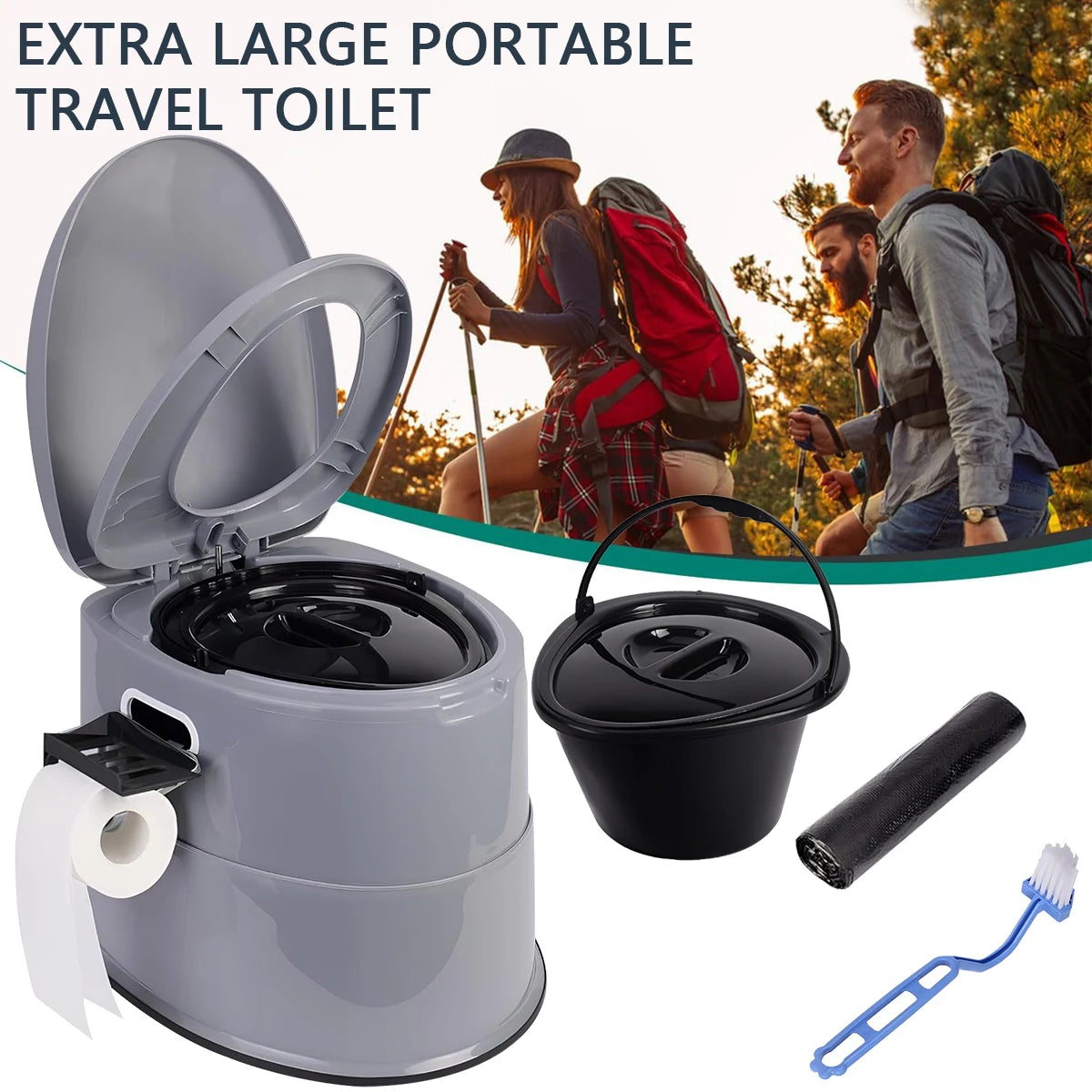 Portable Camping Toilet With Quick Release Inner Bucket RV Friendly