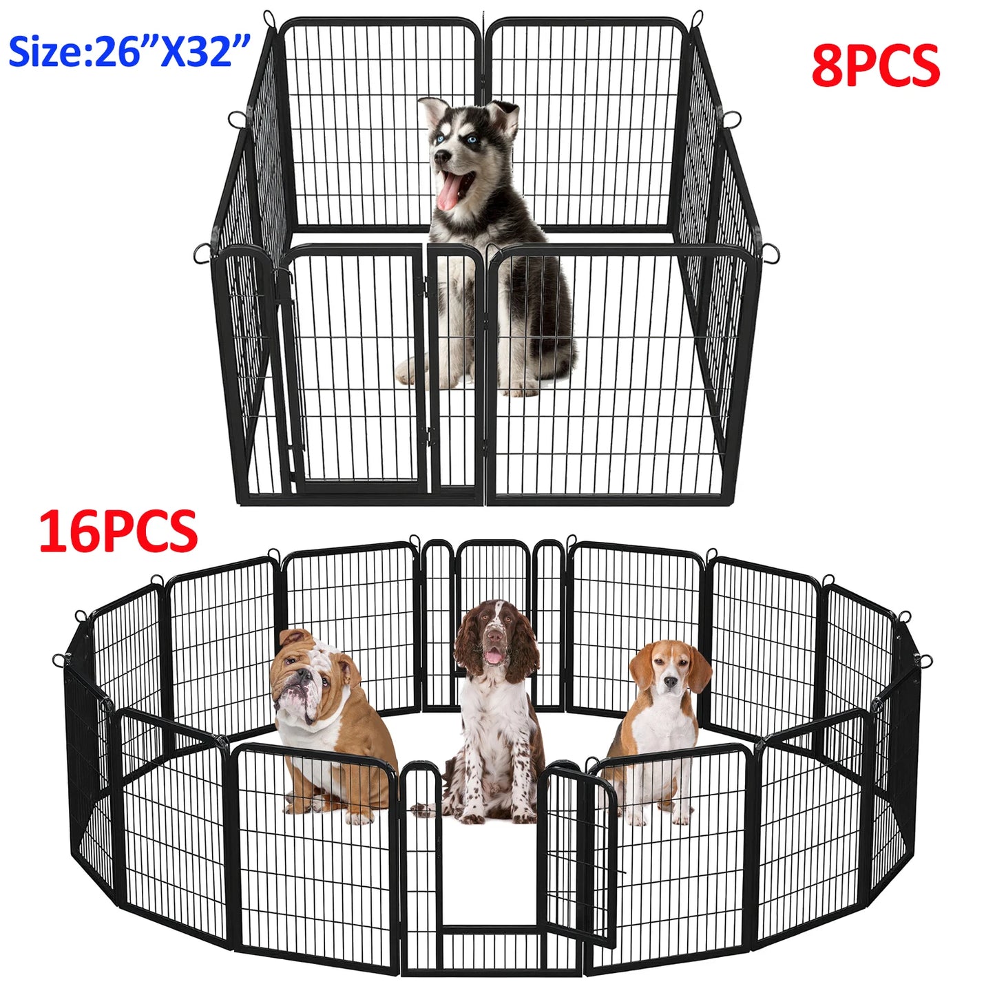 Industrial Grade Collapsible Canine Playpen Door Indoor Outdoor Weatherproof Fence