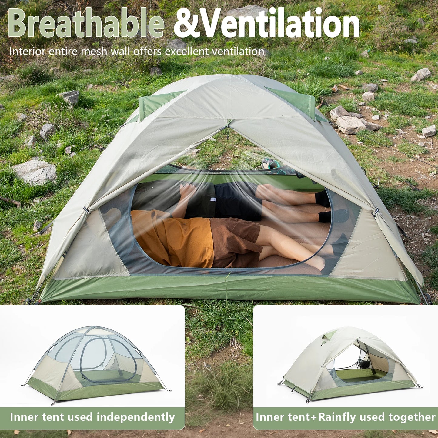 BISINNA Ultralight Two Person Camping Tent Double Layer Waterproof Portable