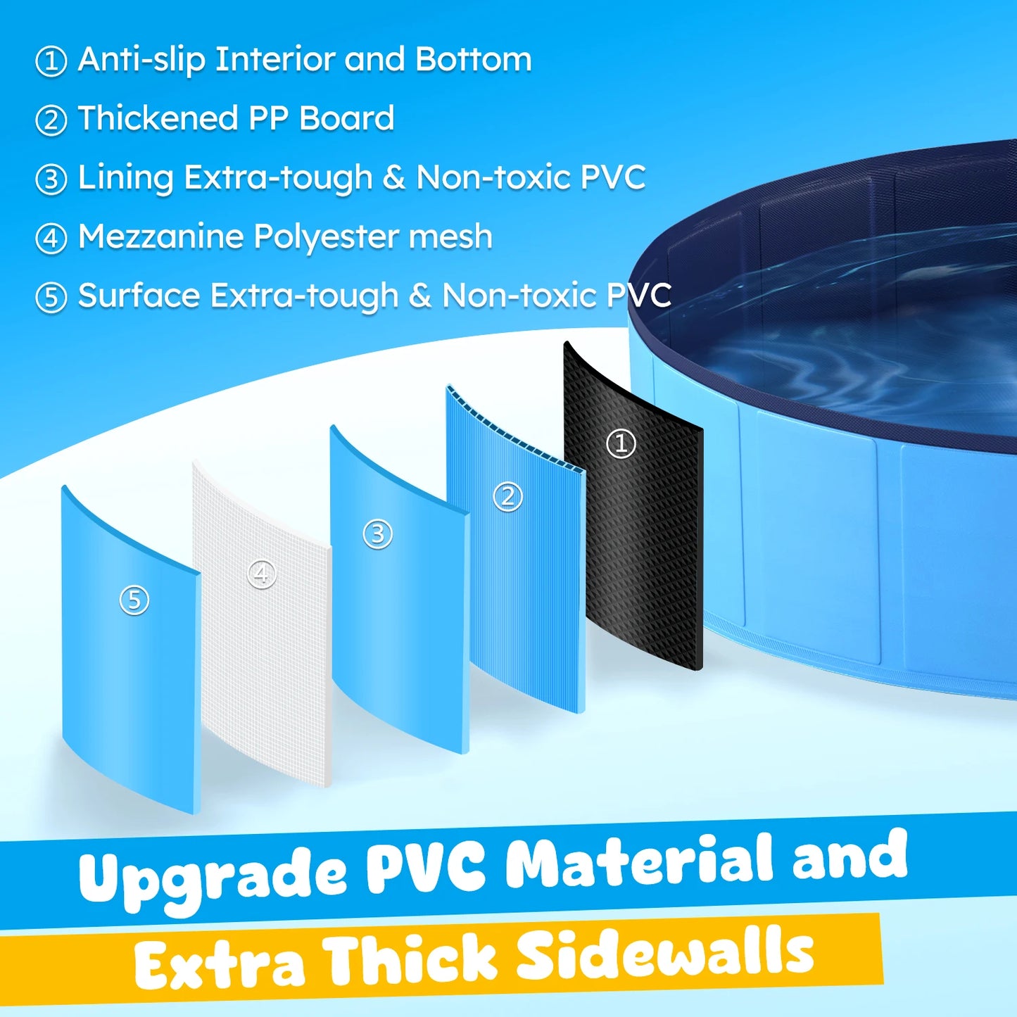 Foldable Portable Dog Pool For Pets Anti Slip Collapsible Bath Tub
