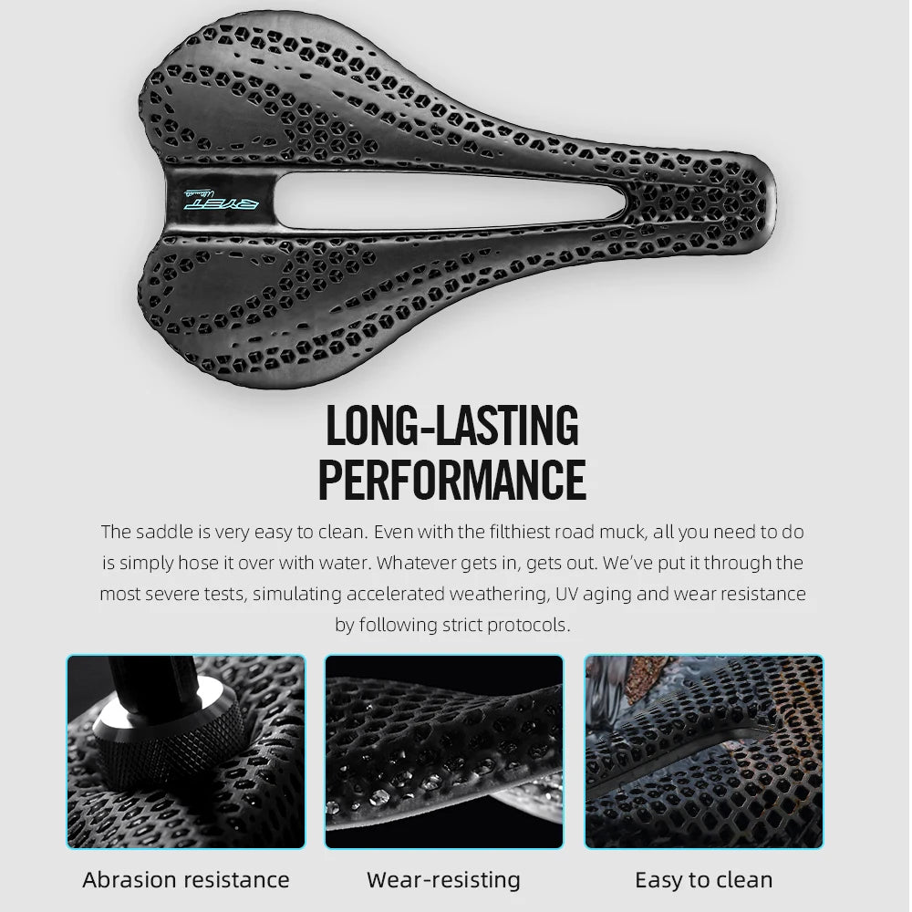 RYET 3D Printed Carbon Fiber Bike Saddle for Road Cycling