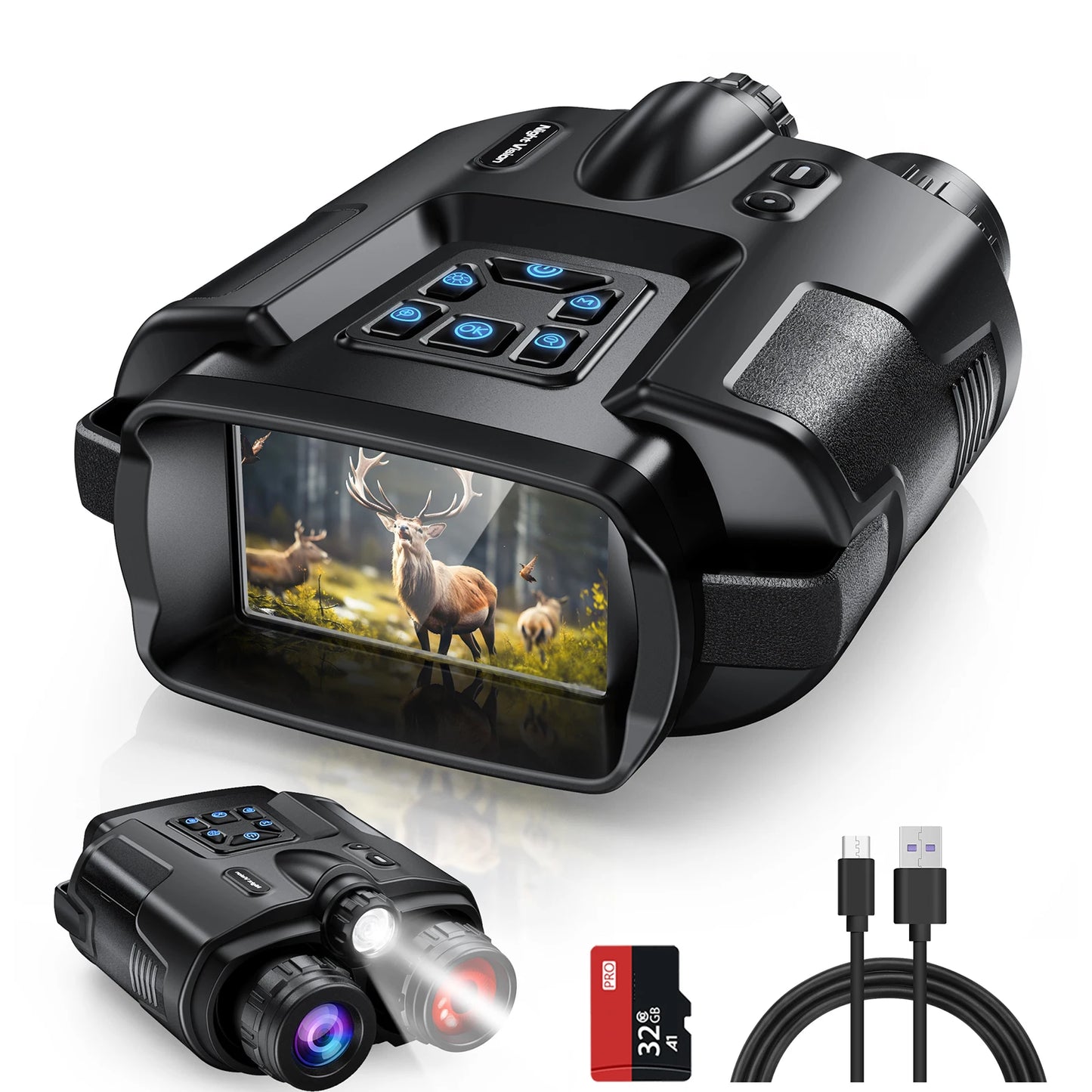 Letcmoi USB Rechargeable Binoculars Infrared Night Vision 8x Zoom