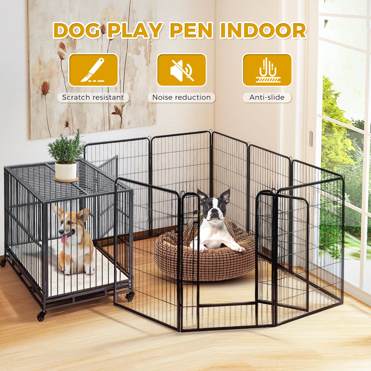 Industrial Grade Collapsible Canine Playpen Door Indoor Outdoor Weatherproof Fence