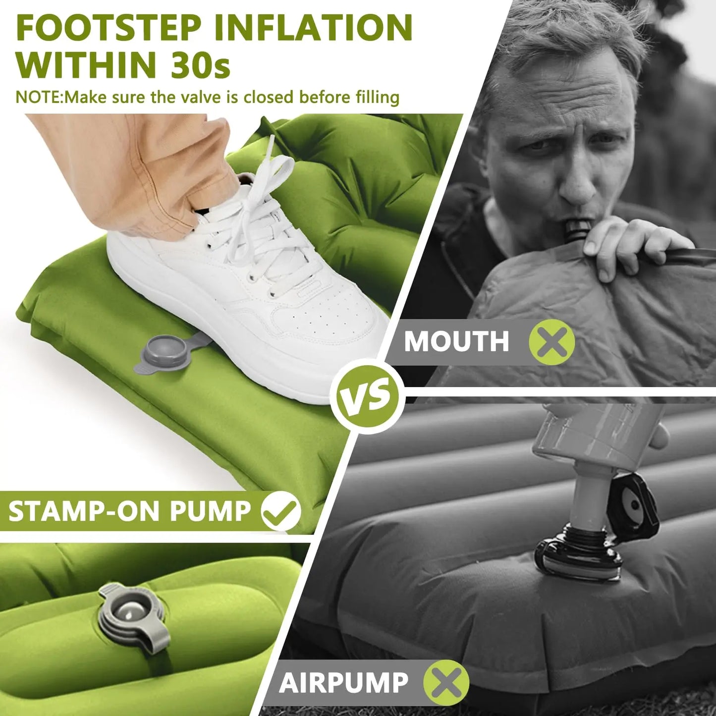 WESTTUNE Inflatable Air Mattress Camping Pad Ultralight With Pillow