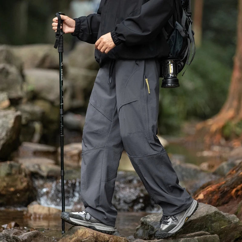 CHRLCK Men Water Repellent Hiking Pants Fleece Warm Cargo Trousers
