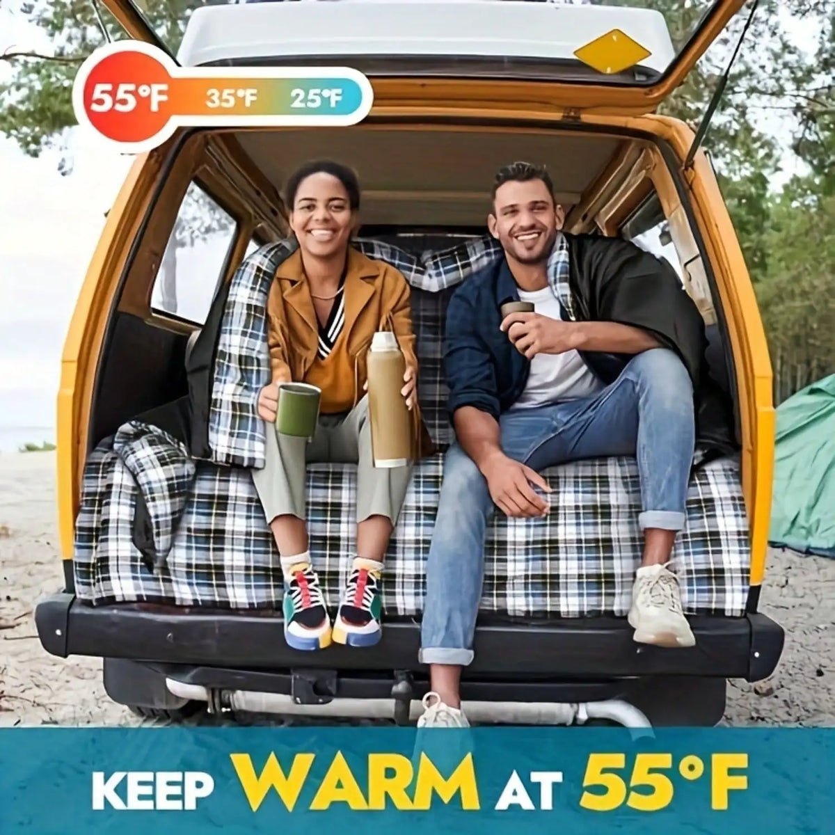Two Person Camping Sleeping Bag With Two Comfort Pillows