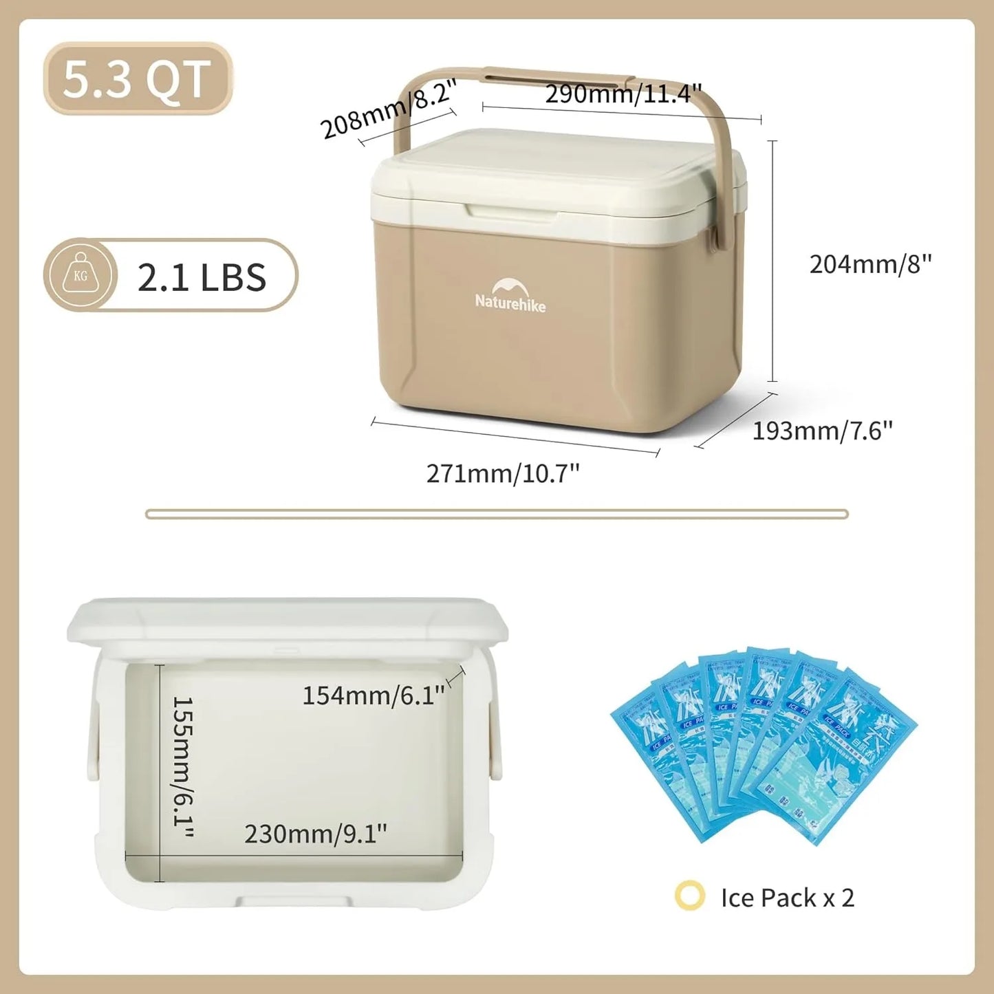 Naturehike 5L Portable Cooler Box For Camping And Food Storage