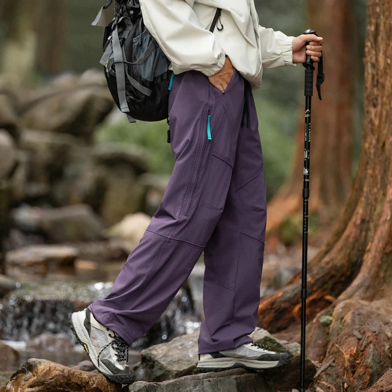 CHRLCK Men Water Repellent Hiking Pants Fleece Warm Cargo Trousers