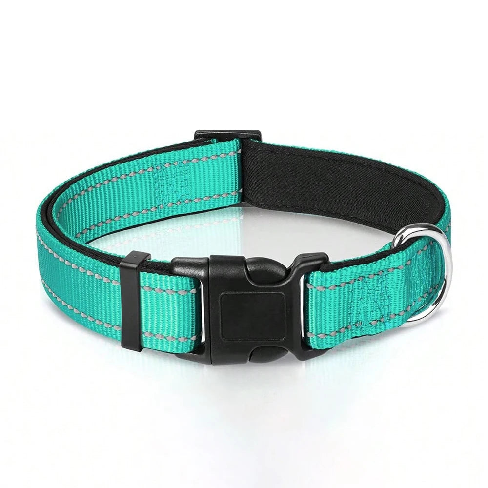 Reflective Padded Dog Collar Adjustable Breathable Safety Stripes